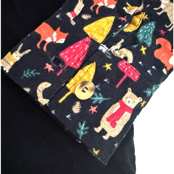 Yak & Yeti Shirt M/L Christmas Trees Animals Dark-Blue Cotton Corduroy Top NWT - Picture 5 of 12
